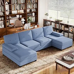 Nutually Sectional Couches for Living Room, Convertible U-Shaped Sofa Couch with Double Chaise, 4 Seat Sofa Set Modular Sofa Couch