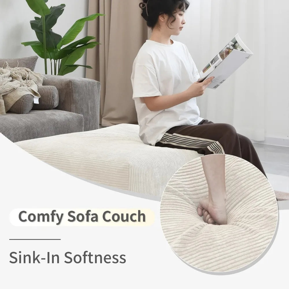 Oversized Modular Sectional Sofa with Ottomans,5 Seater Corduroy V Shaped Reversible Corner Couch,141.73" Convertible Sofa & Couch