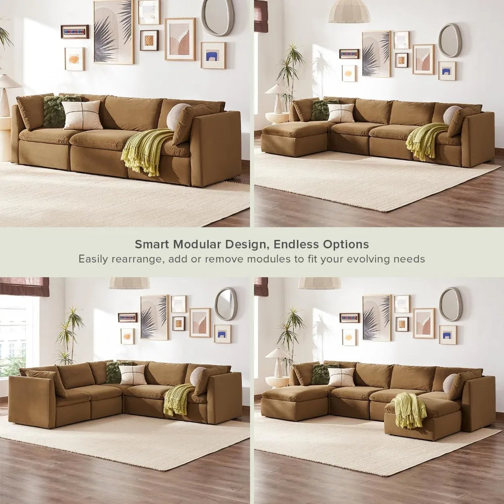 Oversized Modular Sectional Sofa with Fully Removable Covers and Storage, Convertible U & L Shaped Sectionals, Modern Cloud Couch