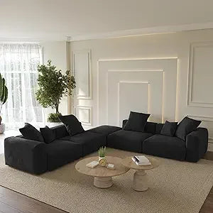 Oversized Modular Sectional Sofa with Ottomans,5 Seater Corduroy V Shaped Reversible Corner Couch,141.73" Convertible Sofa & Couch
