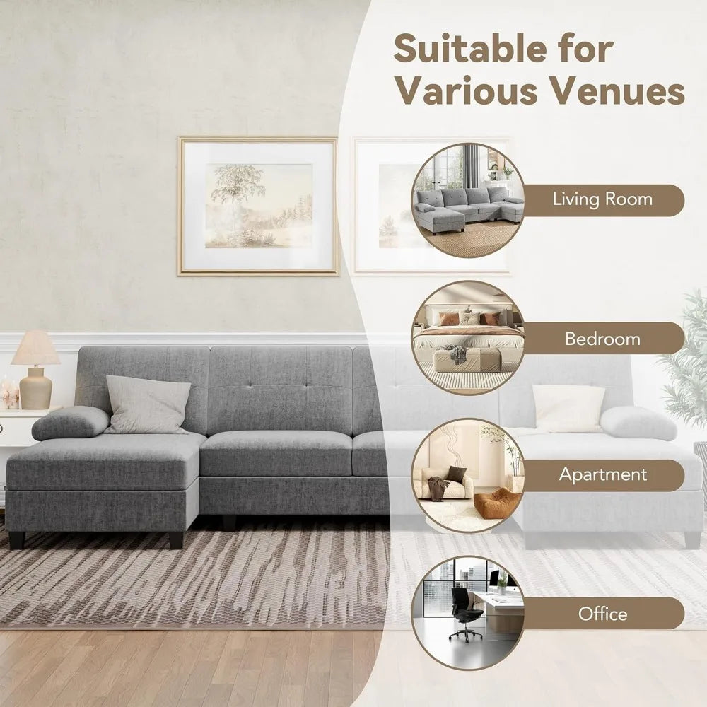 Nutually Sectional Couches for Living Room, Convertible U-Shaped Sofa Couch with Double Chaise, 4 Seat Sofa Set Modular Sofa Couch