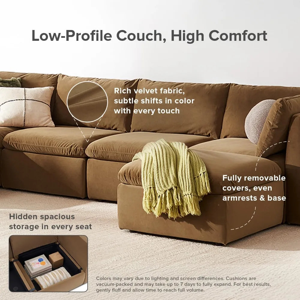 Oversized Modular Sectional Sofa with Fully Removable Covers and Storage, Convertible U & L Shaped Sectionals, Modern Cloud Couch
