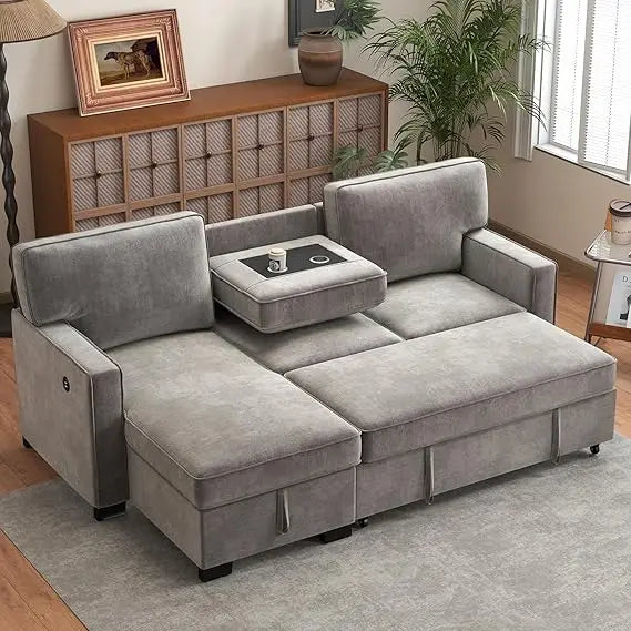 Faux Leather L Shaped Couch with Solid Wood Feet, 3-Seater Sofa with Reversible Chaise for Apartment Small Spaces, Sectional Couch